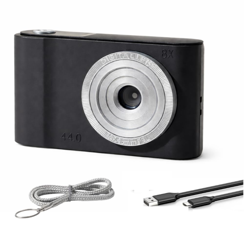 44MP Digital Camera for Kids & Beginners, Compact Point and Shoot Camera with 8X Zoom, Easy-to-Use Lightweight Camera for Children, Teens, Travel & Gifts