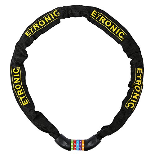 Etronic Bike Lock M10, Chain Cable Lock Tuff Links 4 Feet Long Security 5-Digit Resettable Combo Combination Lock Bicycle Lock Hardened Steel Tough Square Links Chain Lock #TOP1