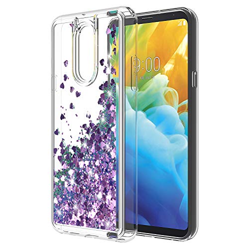 Rosebono for LG Stylo 5 Case, Quicksand Glitter Sparkly Bling Liquid Shiny Clear Soft TPU Bumper Protective Cover for LG Stylo 5 (Purple)