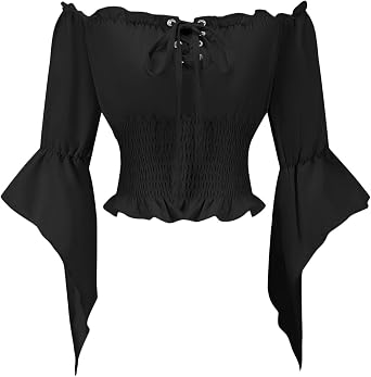 Womens Renaissance Shirt Off Shoulder Medieval Pirate Costume Peasant Blouse Shirts Tops