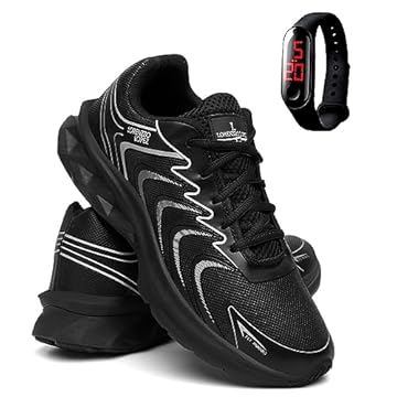 Tênis Masculino Para Academia/Caminhada + Relogio Digital - Preto/39