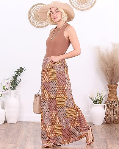 Image of Popana Long Maxi Skirt for Women, Flowy Long Skirts for Women | High Waisted Soft Trendy Rayon, Sundress Convertible Skirt, Long Length Bodycon Maxi Skirt, Petite and Plus Size