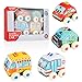 Sirecal Coche de Juguete Friccion Suave 4 Piezas de Vehículos de Juguete para Niños (Ambulancia, Camioneta de Donuts, Coche de Policía, Taxi) Regalos Educativos para Bebé