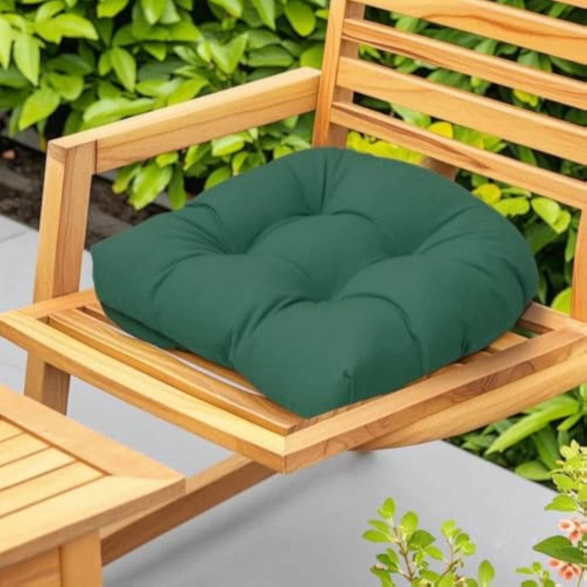 2 Pieces Padded Tufted Chair Cushion Set, Khaki