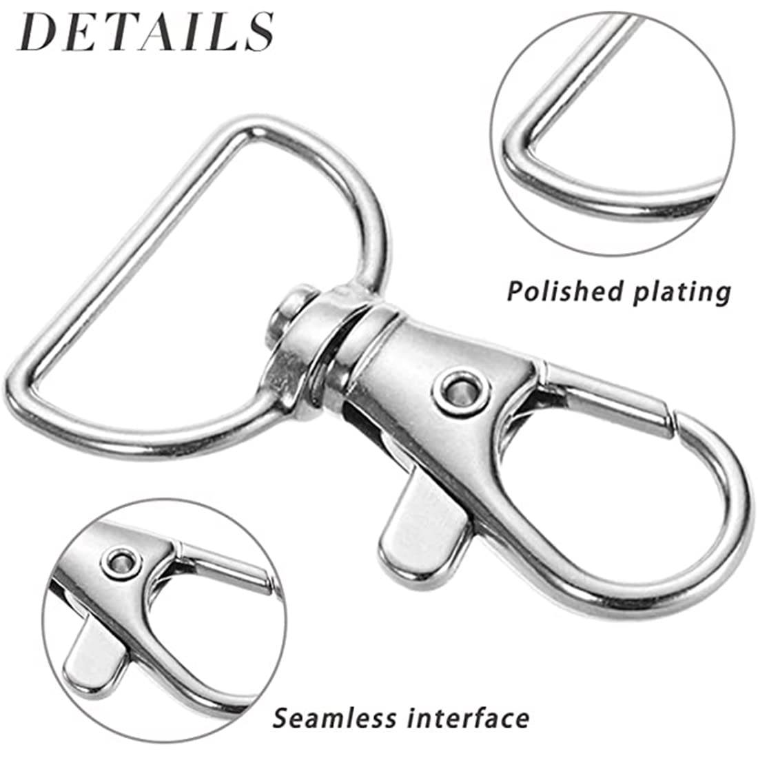 Lot De 30 Mousquetons Tournants - Porte-clés En D En Zinc - Parfaits Pour Clés, Sacs, Bricolage