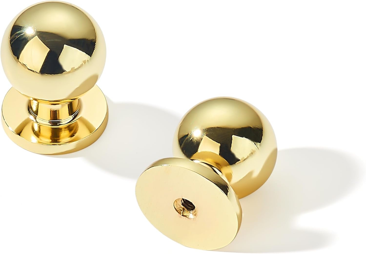 10 Pack 1-1/10 Inch Cabinet Knobs Polished Brass Solid Drawer Pulls and Door Knobs for Cabinets and Dressers