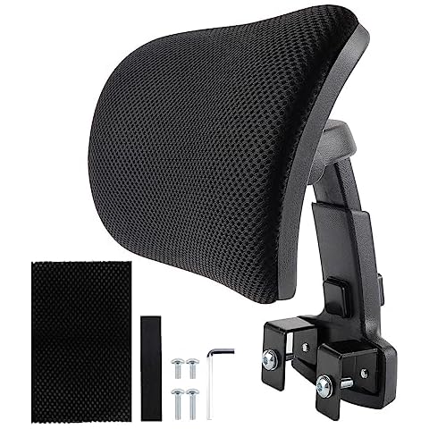 LNQ LUNIQI Office Chair Headrest Attachment Head Support Cushion Chair Mesh Head Rest Black Mesh Frame Adjustable Height Angle for Ergonomic Office Chair（Black） Cover