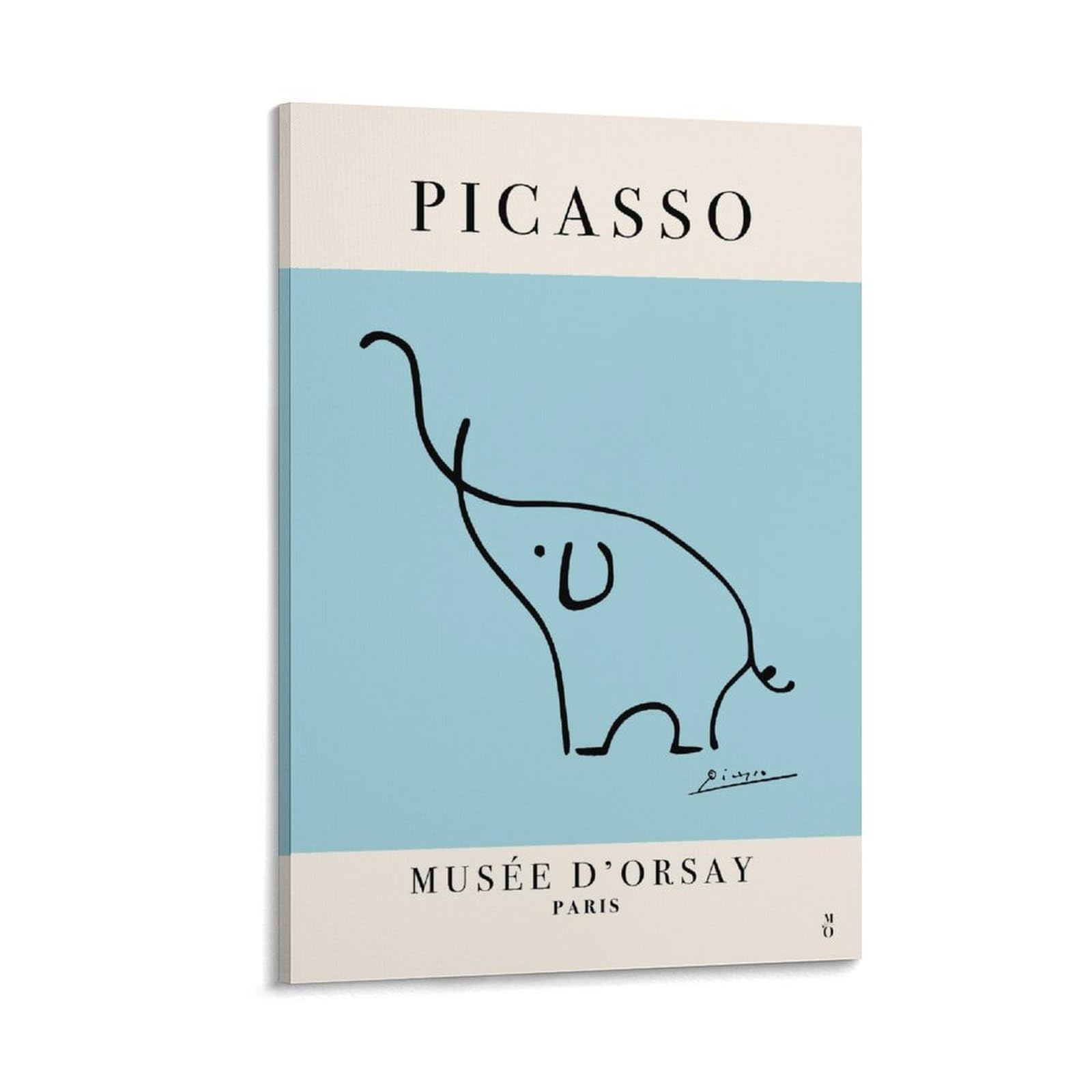 Picasso Art Print,Blue Elephant Minimalist Line Art,Animal Wall Art,Line Art Poster,Yellow Canvas Art Poster And Wall Art Picture Print Modern Family Bedroom Decor Posters Frame 16x24inch(40x60cm)