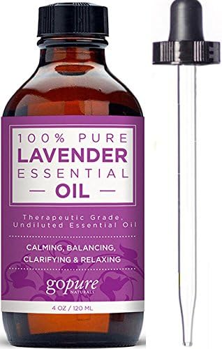 goPURE Lavender Essential Oil - 4 Oz - Lavender Oil for DIY Skin Care & Aromatherapy - 100% Natural & Pure Essential Oils - Therapeutic Grade - No Synthetics, or Additives - Glass Dropper Included