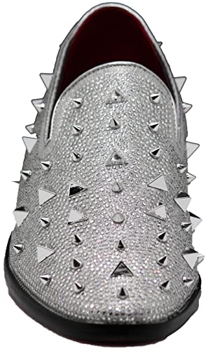 Image of SPK24 Men Vintage Spikes Sparkle Formal Tuxedo Stage Fashion Slip On Loafer Dress Shoes