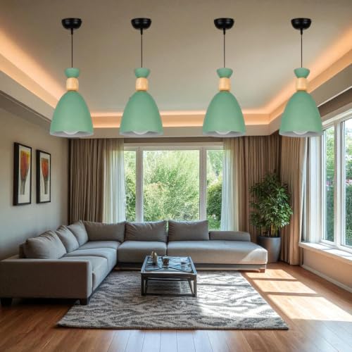 Image of Modern Green Aluminium Pendant Light for Ceiling, Decorative Hanging Light for Living Room, Dining Room, Kitchen & Cafe Pack of 1