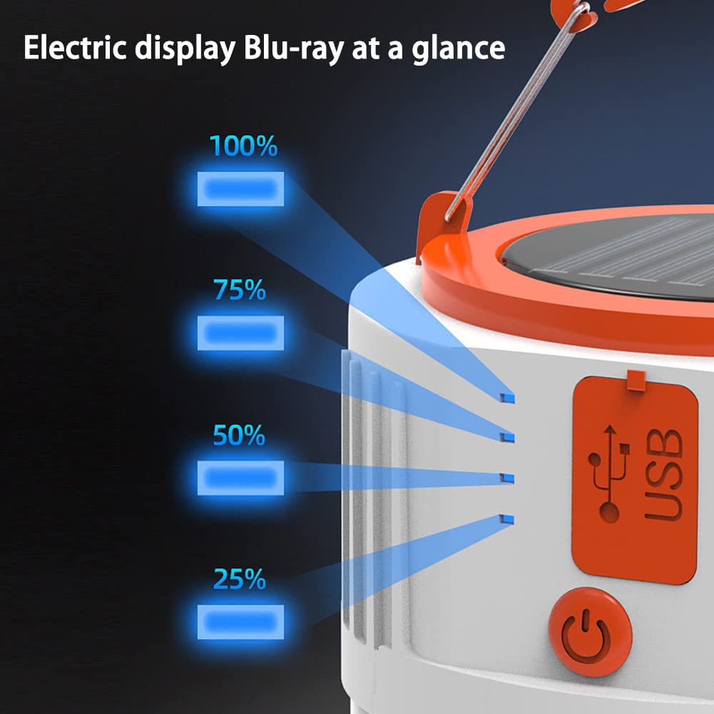 2 Pz Luce da Campeggio Ricaricabile LED 2400 mAh Lanterna Da Campeggio Solare USB Alimentato Luce Portatile per Escursionismo Campeggio Pesca