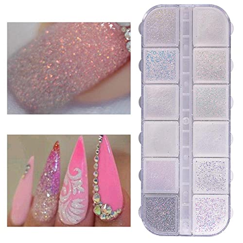 12 Grid Sugar Nail Powder, Nail Art Glitter Sequin Winter Pigment Shiny Candy 3D Nail Diy Solid Color Sugar Icing Powder Design Manicure Decoration #TOP5
