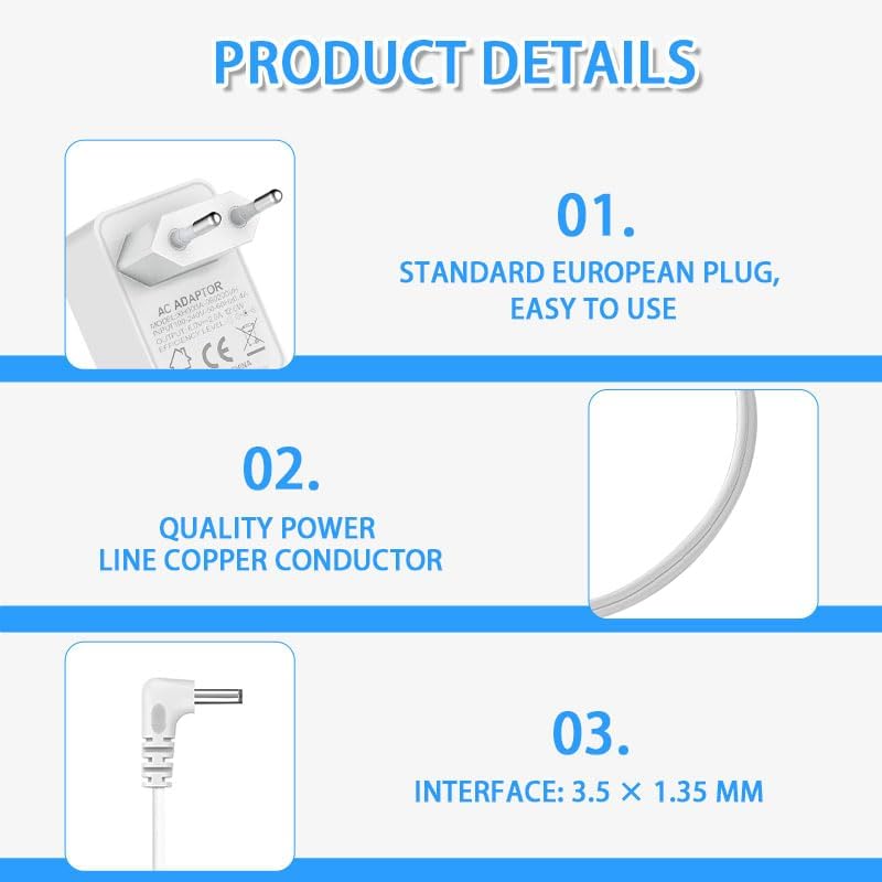 Câble d'alimentation 6 V, Adaptateur de Charge Compatible avec Les babyphones Philips Avent SCD501/00, SCD503/26, SCD505, SCD510, SCD560, SCD570. Chargeur pour babyphone, Bloc d'alimentation, Blanc