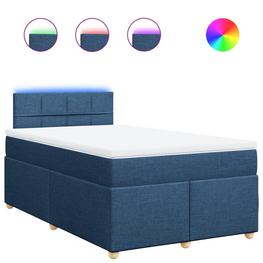 Owox Cama con somier de 120 x 200 cm, color azul, con colchón de muelles ensacados LED y cojín extraíble para jóvenes, invitados y dormitorios