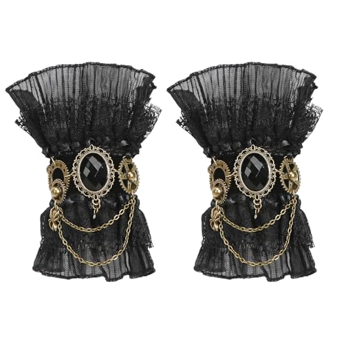 Meleager 1 Par Guantes Encaje Steampunk, Retro Guantes Góticos