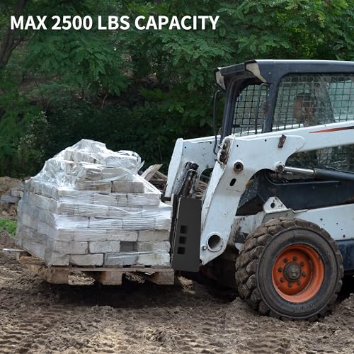 Image of YITAMOTOR 45 inch Skid Steer Pallet Forks Frame Attachment, 3000 lbs Capacity