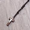 Holibanna Unisex Wooden Cross Necklace with Beaded Chain Vintage Style Rosary Beads for Casual Wear Religious Occasions and Special Events Coffee Color #3