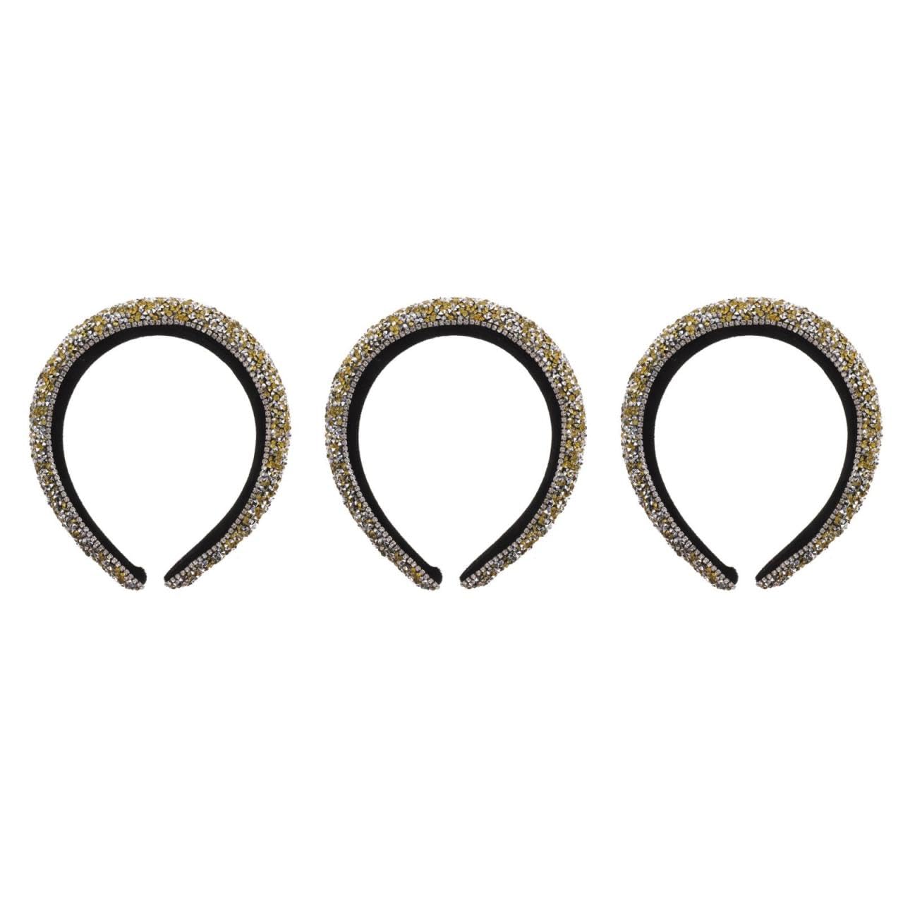 Didiseaon 3 Piezas diadema con strass y ala ancha diadema turbante lazos para el cabello de niña tiara banda para el cabello delicada de fiesta delicado Decorar joyas