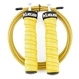 [Mango ergonómico]: La cuerda de la aptitud salto se construye de asas ergonómicas de peso ligero con un suave agarre EVA espuma de memoria de 6 pulgadas para una mayor comodidad y agarre.Concentrarse en los deportes.