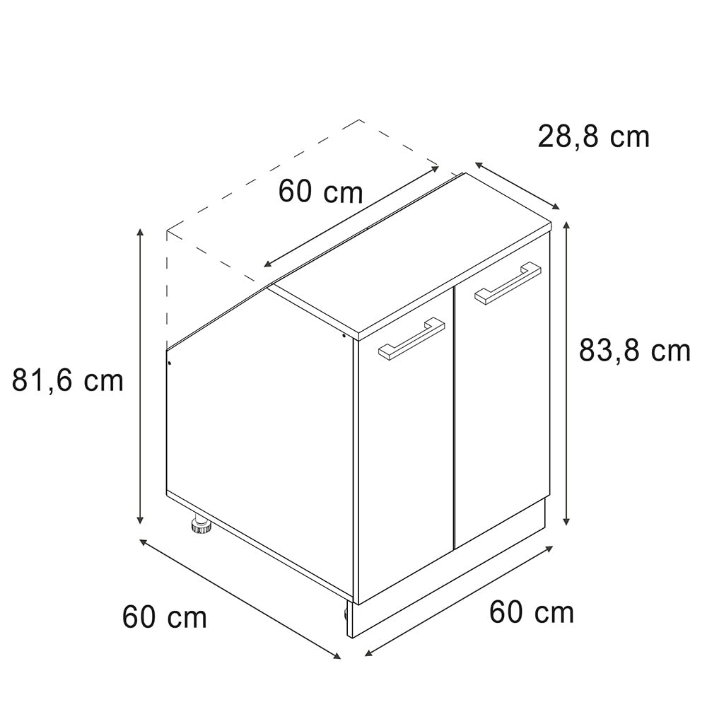Vicco Meuble de Rangement sous Pente Rion, Blanc Haute Brillance/Blanc, L60 x P60 cm avec 2 Portes, Gain de Place pour Les pièces mansardées