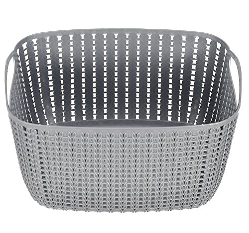 Image of Kuber Industries Multipurposes Small M 25 Plastic Basket, Organizer For Kitchen, Countertops, Cabinets, Bathroom With Lids- Pack of 2 (Grey) -46KM030