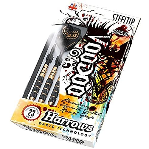 Harrows Voodoo Fléchettes en laiton Pointe en acier Jaune/Noir 23g Cover
