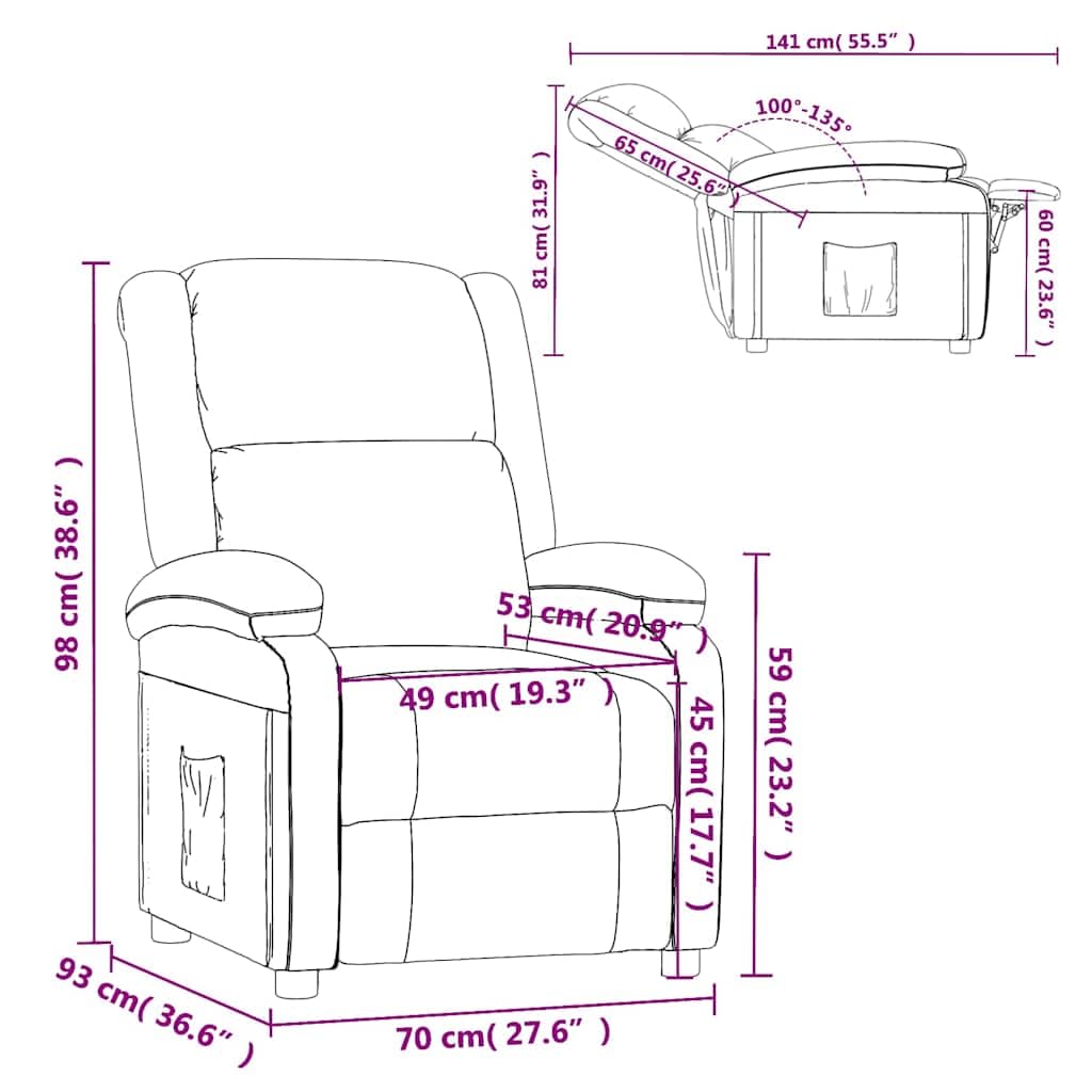 Fotel relaksacyjny, ciemnozielony aksamit z ręczną funkcją leżenia, regulowane oparcie i podnóżek, 70 x 93 x 98 cm, tapicerowany fotel do salonu i sypialni