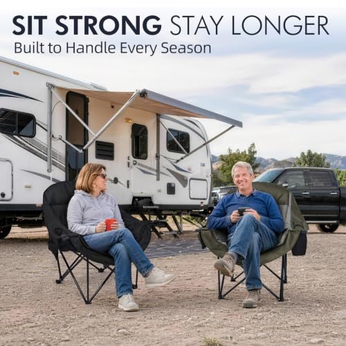 Image of Oversized Camping Chair for Adults 2 Pack - Heavy Duty Outdoor Padded Chair