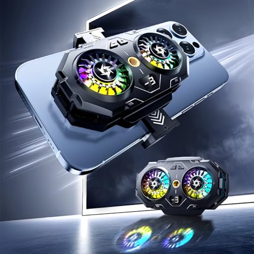 Image of BKN SL-55 Fast Cooling Mobile AC Dual-Fan Radiator 3 Gear Adjustable Phone Temp Display Cooler System Heat Sink With RGB Back Clip Type | Compatible with iPhones /Android Phone Width from 6 to 8 cm
