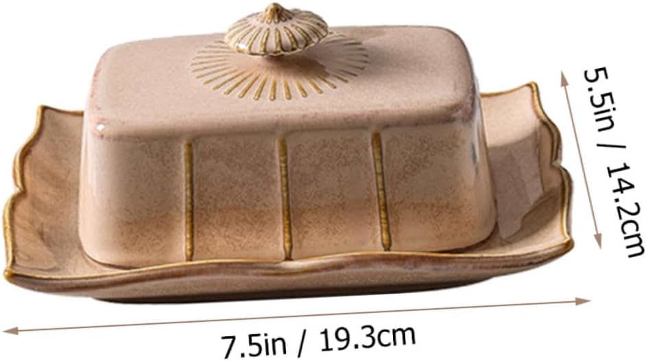 Ceramic Butter Dish with Lid Delicate Food Serving Plate Chic Cheese Container for Home Use Freshness Keeper Stylish Design for Parties and Family Gatherings