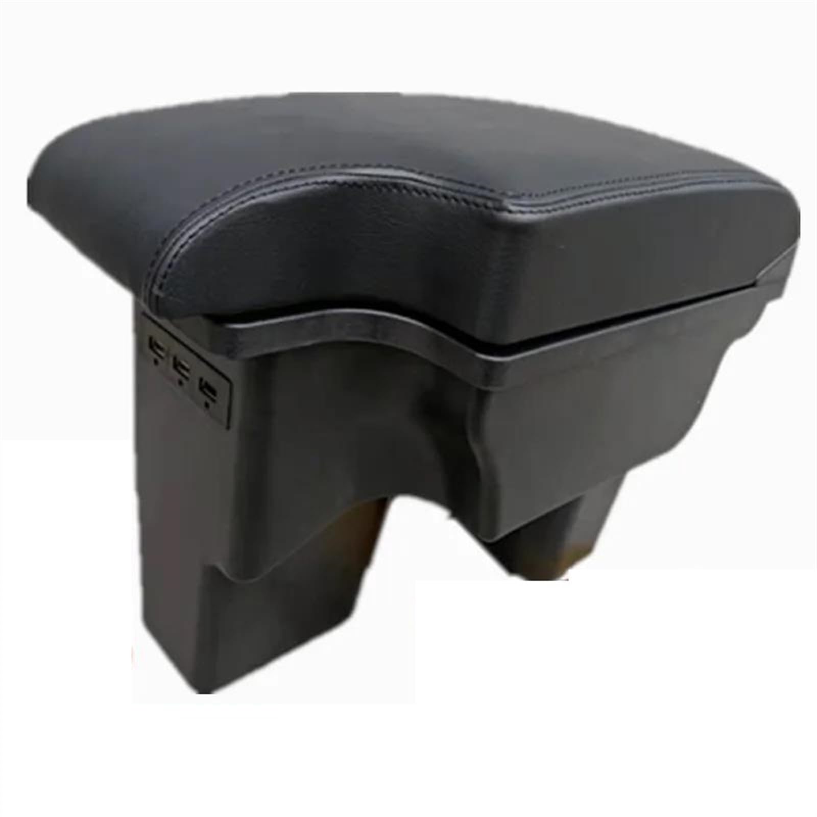 NMJLQW Storage Rack Armrest Box With Multifunctional Support PU Upholstered Car Interior Modification Accessories For Hilux(N black line Real Cowhide 3USB)