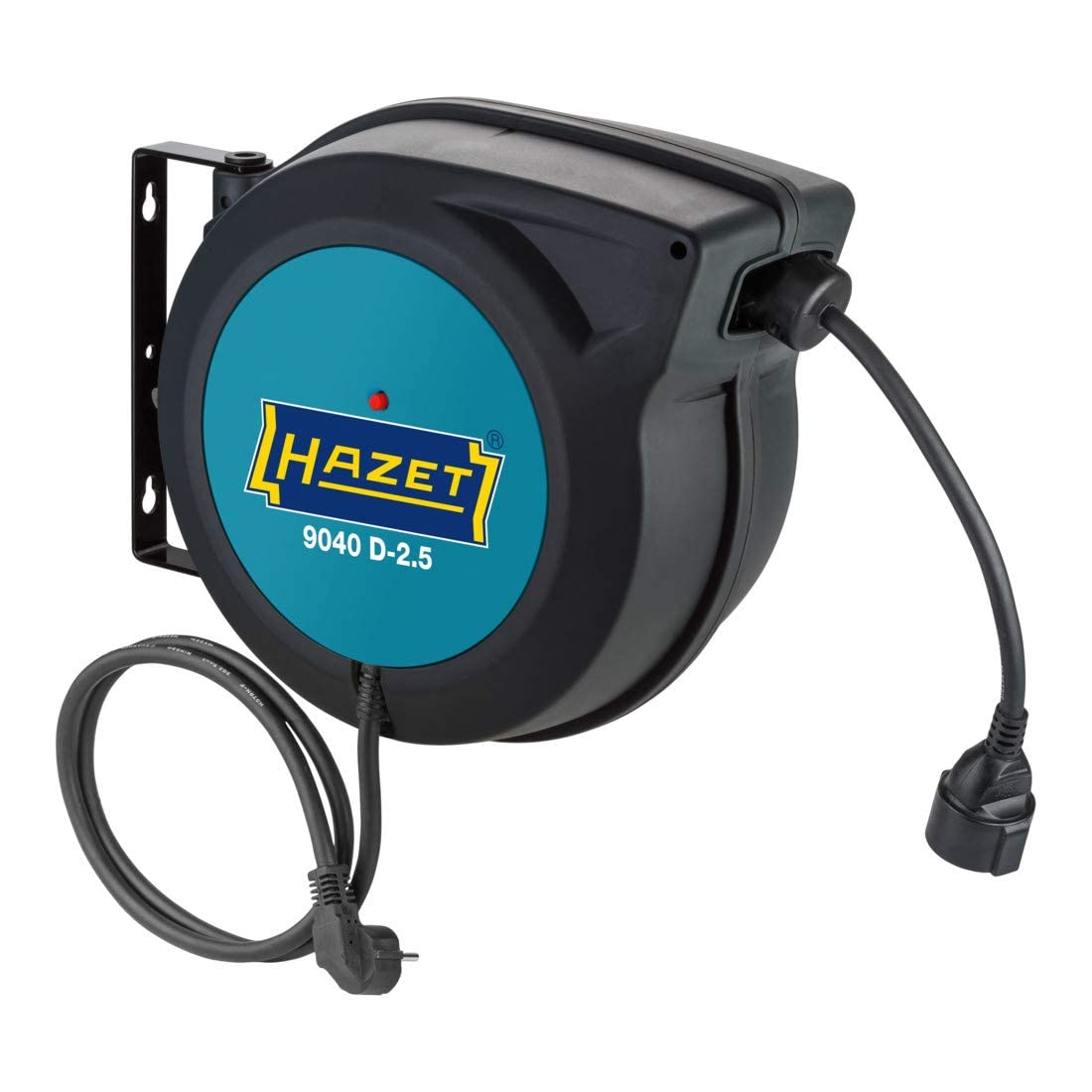 Avvolgicavo HAZET 9040D-2,5 | Lunghezza del cavo: 20 m, cavo di collegamento: 1,5 m, con funzione "Stop in qualsiasi punto" | Avvolgicavo automatico per l'ordine in ogni officina
