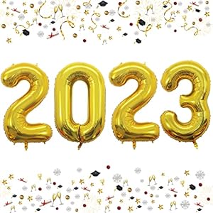 GOER 42 Inch 2023 Gold Foil Number Balloons for 2023 New Year Eve Festival Party Supplies Graduation Decorations