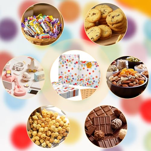 JIUBULUJIU 60 Stück Geschenktüten Kindergeburtstag, Geschenktüten mit 63 Aufkleber, Bunte Tüten Kindergeburtstag, Papiertüten Klein für Geburtstag, Hochzeit, Giveaways, Party