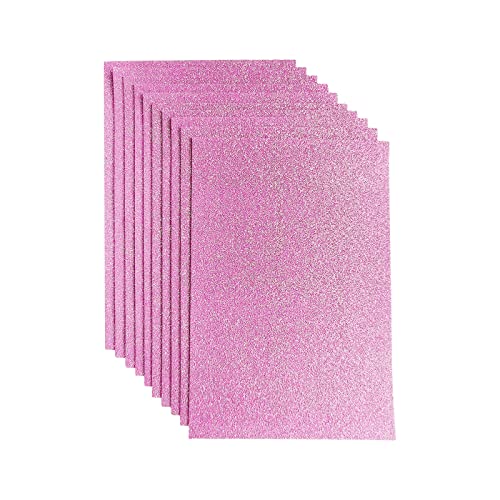 Jtnohx Fieltro con Purpurina, Paquete de 10 Hojas de Tela con Purpurina, 20x30cm Fieltro para Manualidades, Cuadrados de Tela para Fiestas y Festivales (Rosa Brillante)