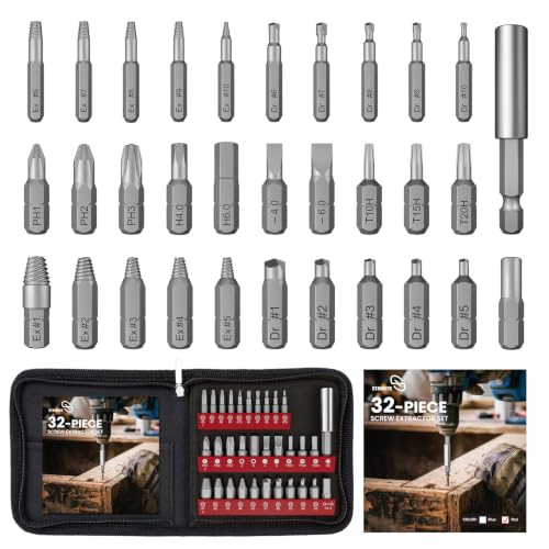 Image of STREBITO 32PCS Damaged Screw Extractor Set, Stripped Screw Extractor(Red)