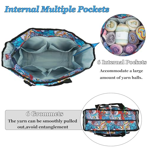 Image of Mdoker Knitting Bags and Totes Organizers Large Crochet Bag Lightweight Yarn Bags for Travel Yarn Storage Organizers for Crochet Hooks,Yarn,Knitting & Crochet Supplies(Retro)
