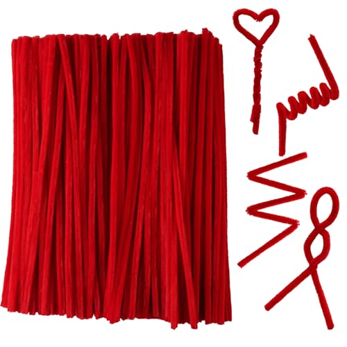 Qirimoi Red Pipe Cleaners Craft Pipe Cleaners Bulk Pipecleaners Crafts Supplies200Pcs Red