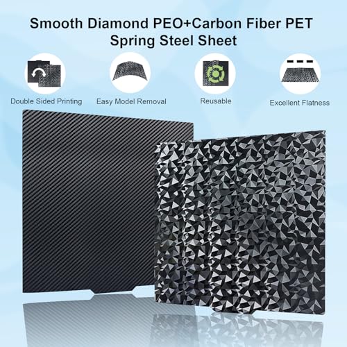 ideaformer double sided textured peo pet spring steel plate 310x310mmdiamond peocarbon fiber pet build plate for artillery sidewinder x1 x2 for creality cr-10 cr-10s for anet a8 plus for qidi plus 4