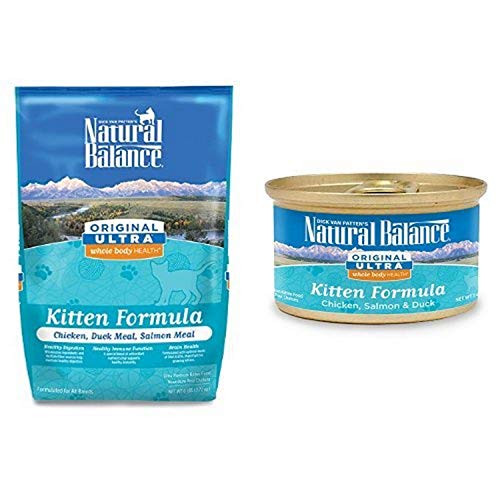 Natural Balance Kitten Formula, Original Ultra Whole Body Health Chicken, Duck Meal & Salmon Meal, Bundle: 6-Pound Bag Dry Cat Food And 24/3-Ounce Cans Wet Cat Food