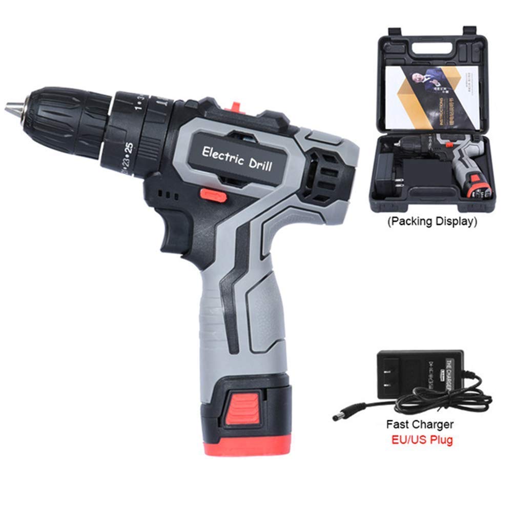 Trapano Avvitatore a Batteria Professionale da 18 V, cacciavite Elettrico, con 2 batterie agli ioni di Litio, 2 velocità, 25 + 1 impostazione della Coppia con LED, 1 Batteria