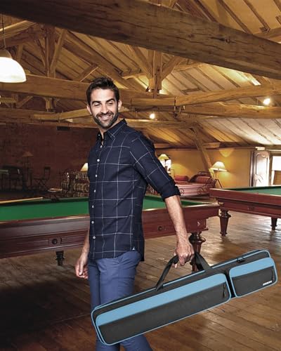 PEKREWS Billardqueue-Tasche, 4 x 5 mit Mehreren Taschen für 4 Hintern und 5 Schäfte, weich gepolsterte, stabile Pool-Queue-Tasche, Billardqueue-Rucksack mit verstellbaren Schultergurten für Damen und