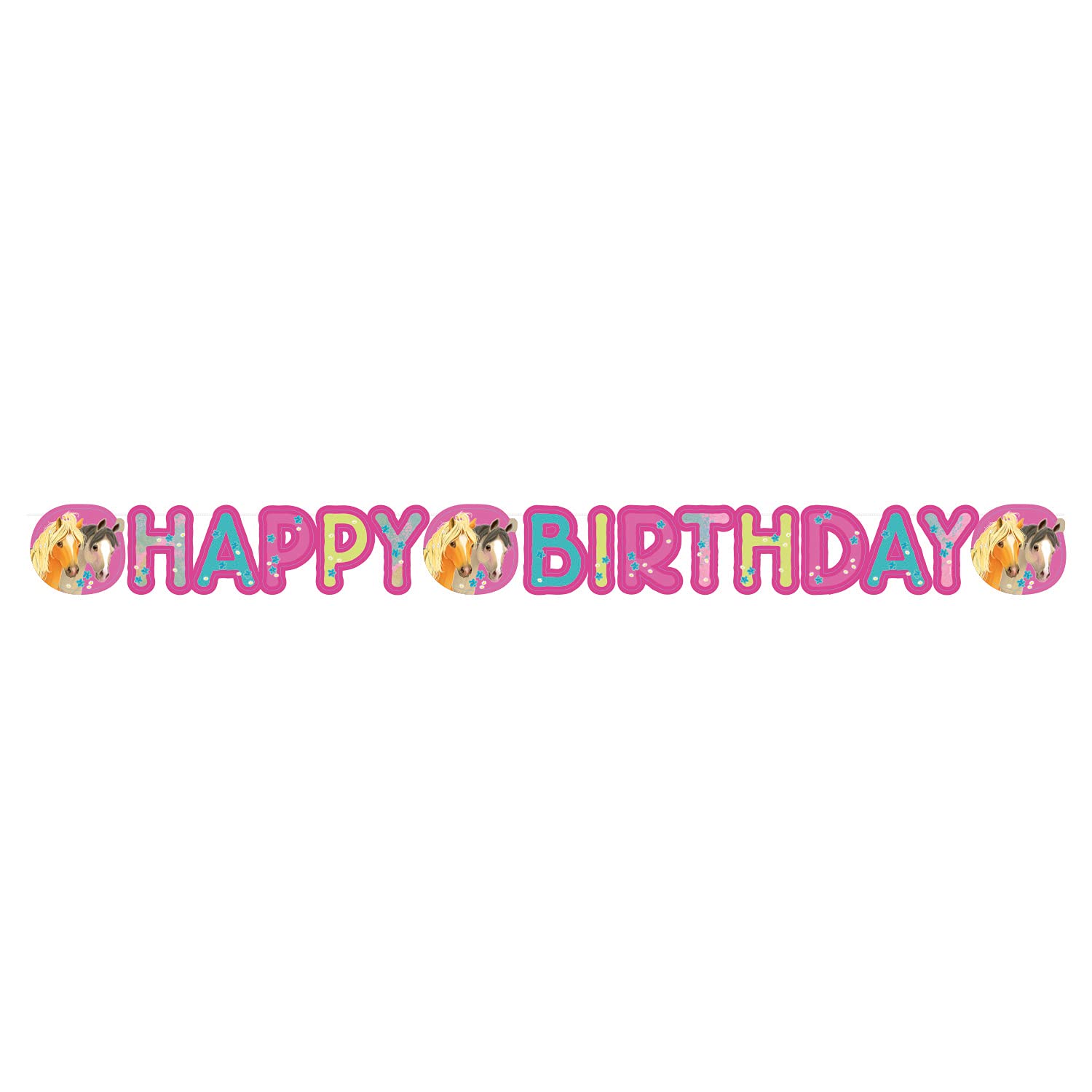 amscan 9911592 Happy Birthday Garland Pony, Multi-Colour