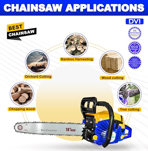 Image of DVI 5800 Heavy Duty Chain Saw with 58 CC, 2 Stroke Petrol Engine Power & 18 inchinch Blade /Bar Cordless Chain Saw Cuttingsaw For Farm, Garden & Professional Use.
