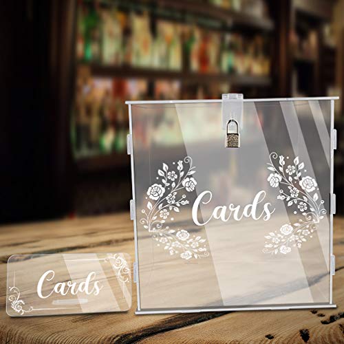 Image of Hxezoc Wedding Card Box Acrylic Clear Card Boxes with Lock Gift Card Box Money Box Holder for Wedding Reception Anniversary Birthday Graduation Decorations