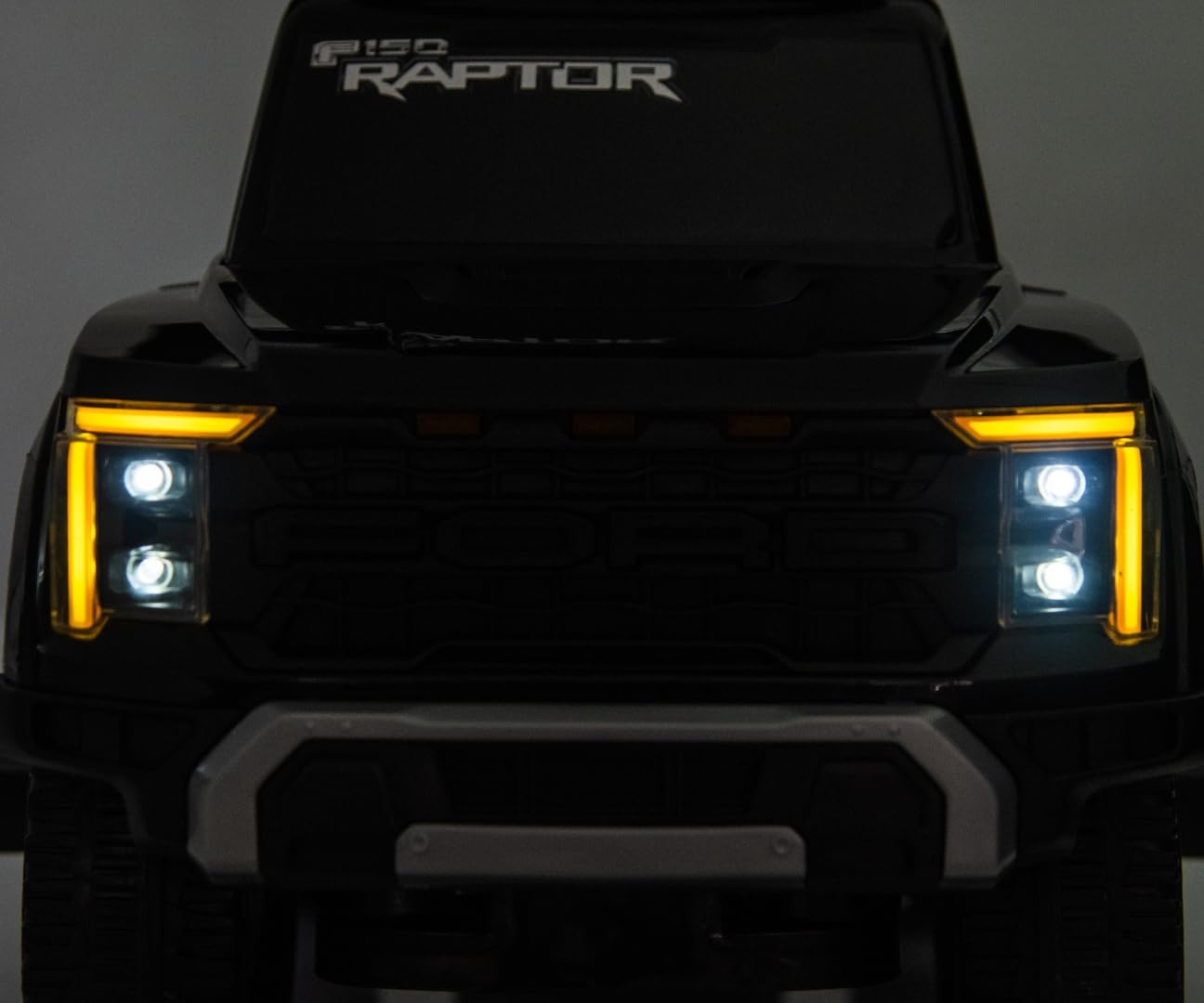 Milly Mally Ford F-150 Raptor 3-in-1 Rutschauto mit Schiebestange | Kinderfahrzeug für 12-36 Monate bis 25kg | Rutscher, Schiebewagen, Sound-Lenkrad, Fußstützen, Kippschutz | Lizenziert (Black)