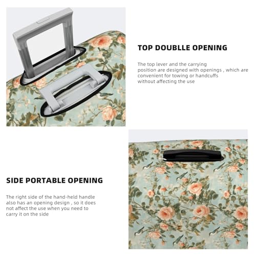 Luggage Cover Protector - Peony Flower Hummingbird Print Fit 18-21 Inch Suitcase Covers for Luggage4