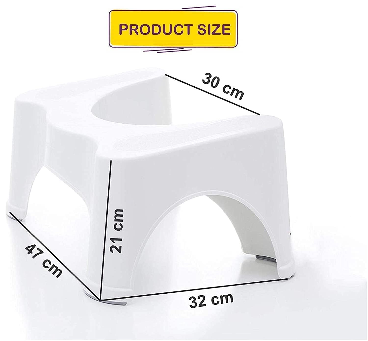 CHIDDHAN Perfect Posture Plastic Squat Potty Step Stool for Western Toilet Scientific Angle, Anti-Slip, Anti-Constipation, 19 cm Height (White) 1