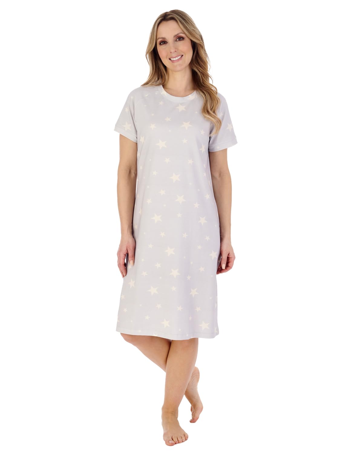 Slenderella Star Short Sleeve 40 Inch Nightdress (16/18, grey)